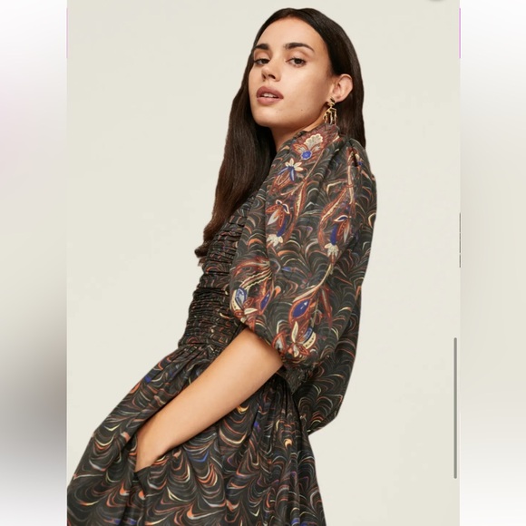 ULLA JOHNSON Gwen printed ruched taffeta mini dress - Picture 4 of 10